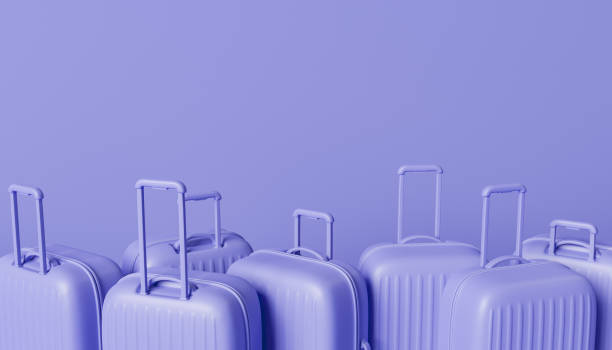 monochromatic banner of travel suitcases stock photo
