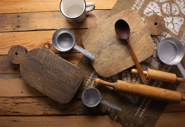 istock Cutting board on wood background top table. Bread concept 1387275469