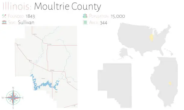 Vector illustration of Map of Moultrie County in Illinois