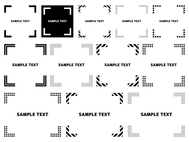 zestaw ilustracji ramki z prostymi dekoracjami narożnymi - parentheses stock illustrations