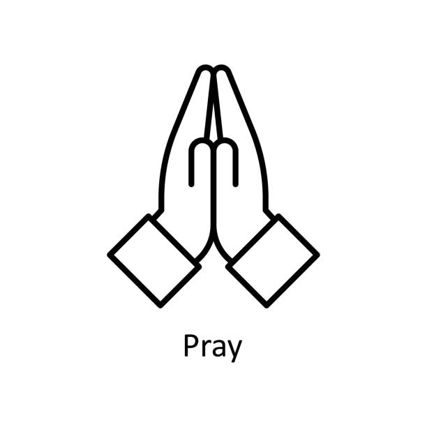illustrations, cliparts, dessins animés et icônes de illustration de conception d’icône de contour du vecteur de prière. symbole de pâques sur fond blanc fichier eps 10 - praying