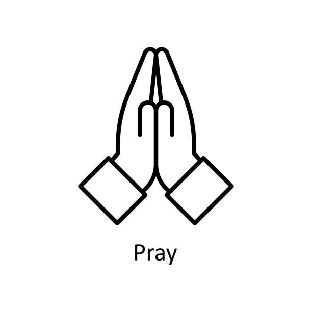 Pray vector Outline Icon Design illustration. Easter Symbol on White background EPS 10 File Pray vector Outline Icon Design illustration. Easter Symbol on White background EPS 10 File prayer position stock illustrations