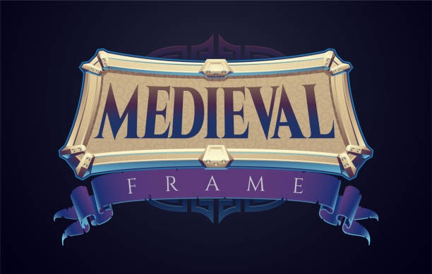 3d medieval shield frame vector art illustration