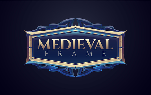 3d medieval shield frame. File is separated in 3 layers of background, shield & text. Font in the file is from Google Fonts.
