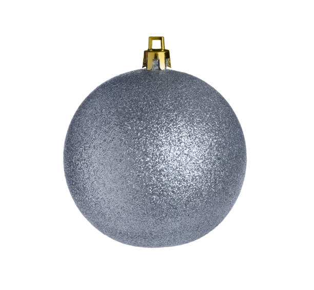 istock Beautiful silver Christmas ball isolated on white 1387281977