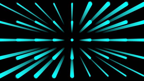 abstract hyperspace blue light streaks speed lines background. explosion speed motion - blue streak lights imagens e fotografias de stock