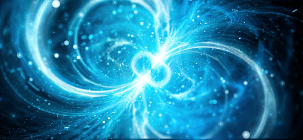 estrella de neutrones giratoria azul brillante en el espacio - onda gravitacional fotografías e imágenes de stock