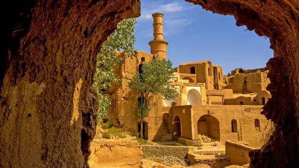 The ruins of an abandoned village near Yazd, Iran stock photo