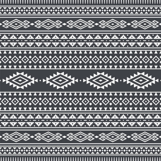 Tribal Seamless Pattern. Monochrome Ethnic Geometric Vector Background. Aztec or Inca Style Tribal Seamless Pattern. Monochrome Ethnic Geometric Vector Background. Aztec, Mayan or Inca Style inca stock illustrations