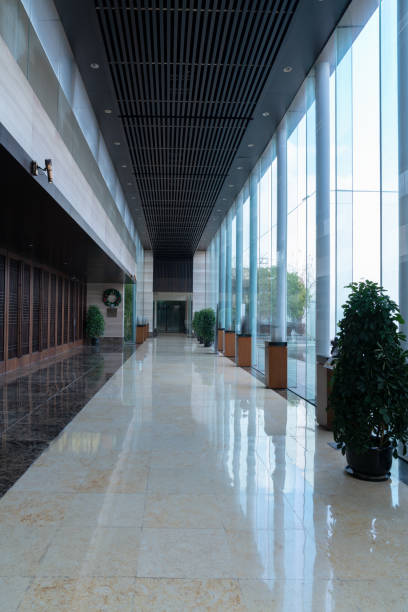 istock Interior of luxury hotel corridor 1387292356