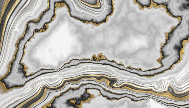 istock 3d render, abstract black white marble background with golden veins, artificial stone texture, modern wallpaper 1387293321