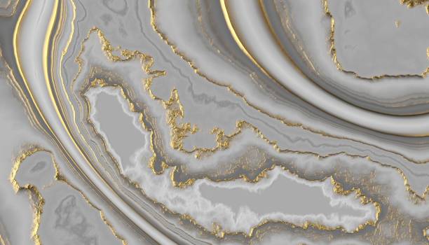 istock 3d render, abstract grey white marble background with golden veins, artificial stone texture, modern wallpaper 1387293337