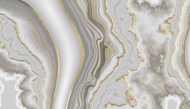 istock 3d render, abstract background, white artificial marble or agate texture with golden veins, modern wallpaper 1387293376