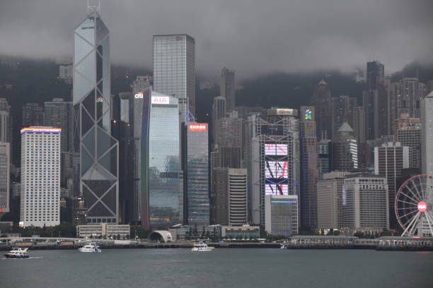 Victoria Harbour and Hong Kong Skyline stock photo
