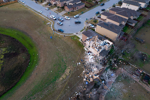 Tornado Destruction in Texas Suburb of Austin , Texas , USA