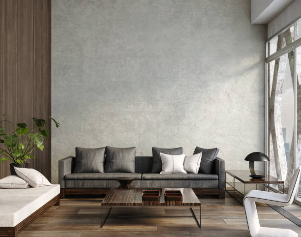 istock Living room interior in loft, industrial style 1387298637