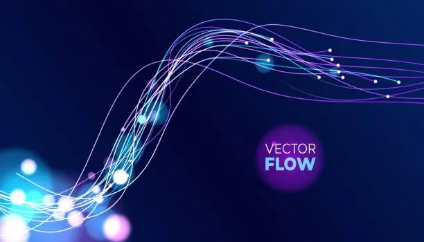 Vector illustration of Futuristic wave, Futuristic data stream vector background. Data vortex stream technology.