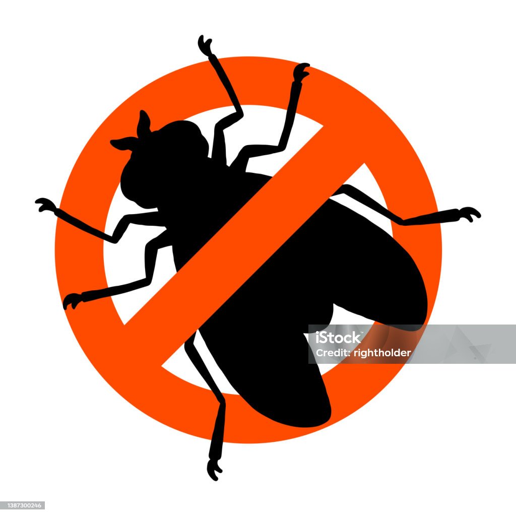 Do Not Flying Insects Fly Insect Prohibition Sign Black Silhouette Design Element Vector ...