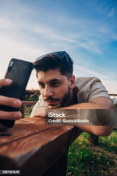 Relaxing Developer Freelance Developer Or Designer Relaxing On The Bench Stock Photo ...