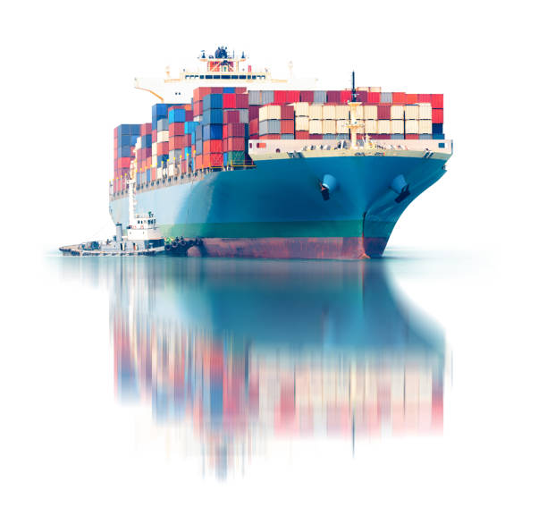 istock Container Cargo Ship and Tug boat isolated on white background, Freight Transportation and Logistic Concept, Shipping 1387302021