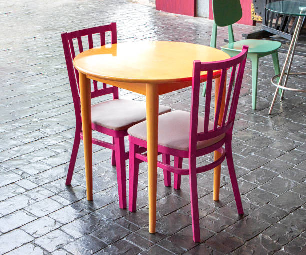 istock Table and chairs in front of the restaurant; 1387304371