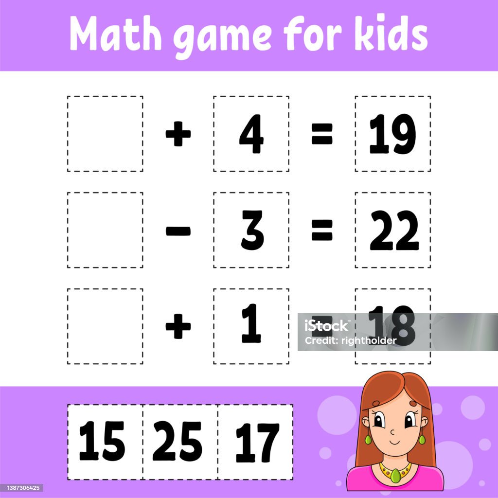 Kids Math Q Math Game For Kids Education Developing Worksheet Activity Page With ...