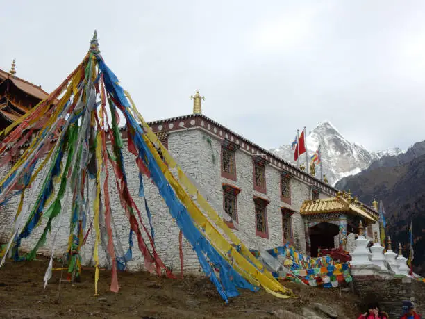 Buddhist Prayer Flags at Siguniangshan in China's Tibetan region.