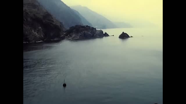 landscape from the cliffs of the Ligurian sea and rocks from the 80s