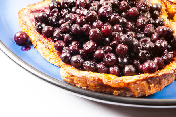 Blueberry French Toast with maple syrup.