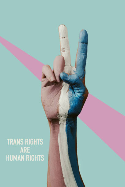 istock text trans rights are human rights and V-sign 1387320651