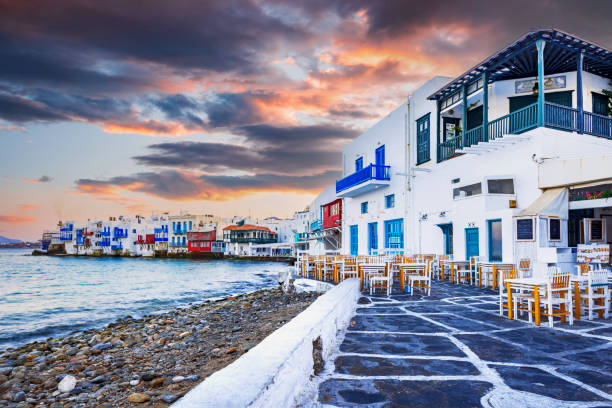 istock Mykonos, Greece - Sunrise on famous Greek Islands 1387320681
