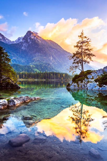 istock Hintersee Lake, Germany. Idyllic autumn sunset Hintersee Lake, Berchtesgaden. 1387320731