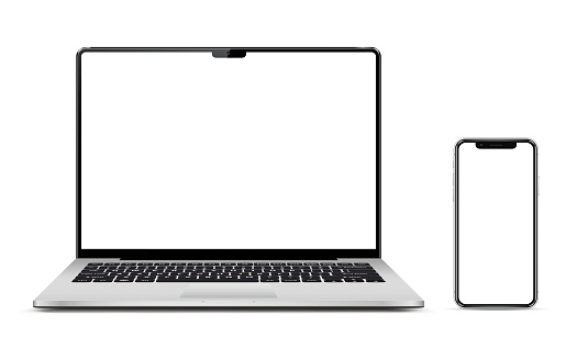 Laptop and smartphone mock up. Vector illustration for responsive web design.