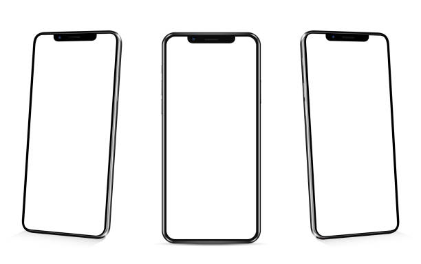 realistic phone mockup. smartphone blank screen, phone mockup. - iphone stock illustrations
