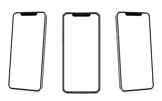 Realistic smartphone mockup. Smartphones isolated on white background. Vector illustration.