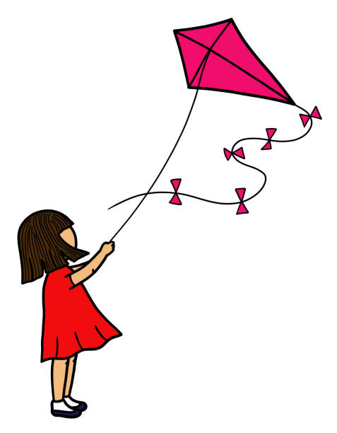 istock Young Girl Flying Kite Outdoors 1387324800