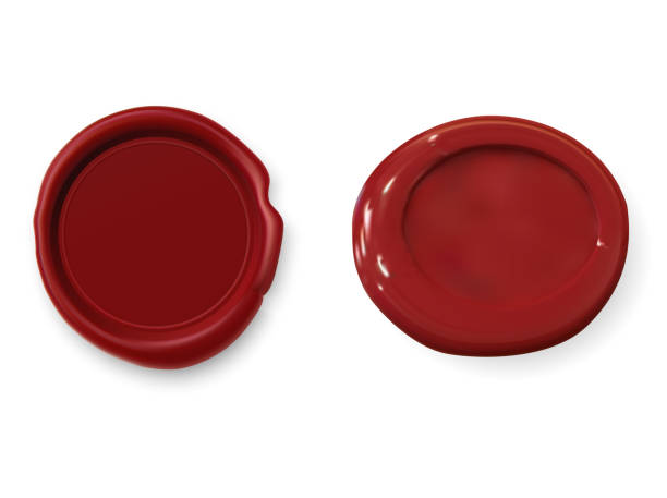 istock Red wax seal, vector ribbon medallion luxury stamp 1387325599
