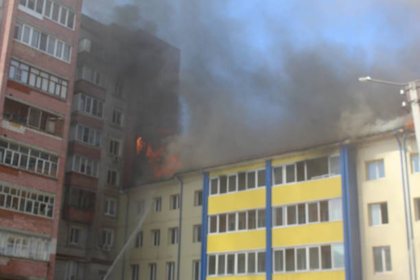 istock Fire in a high-rise building in the summer. 1387330491