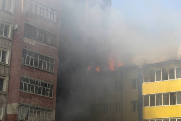 istock Fire in a high-rise building in the summer. 1387330570