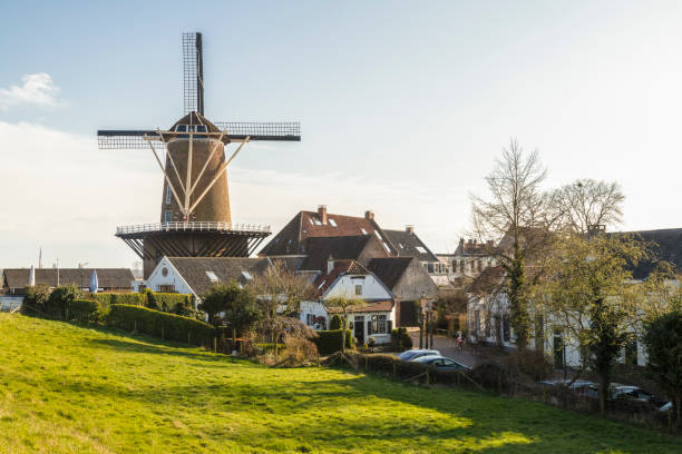 Flour mill in the fortified town of Wijk bij Duurstede. Flour mill in the fortified town of Wijk bij Duurstede in the province of Utrecht in the Netherlands. old flour mill stock pictures, royalty-free photos & images