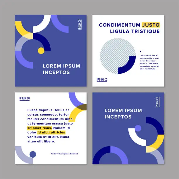 Vector illustration of Square social post design template with with abstract geometric graphics — IpsumCo Series