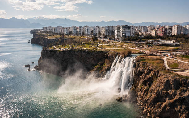 Lower Duden Waterfalls in Antalya Aerial view of lower Duden Waterfalls in Antalya Duden stock pictures, royalty-free photos & images