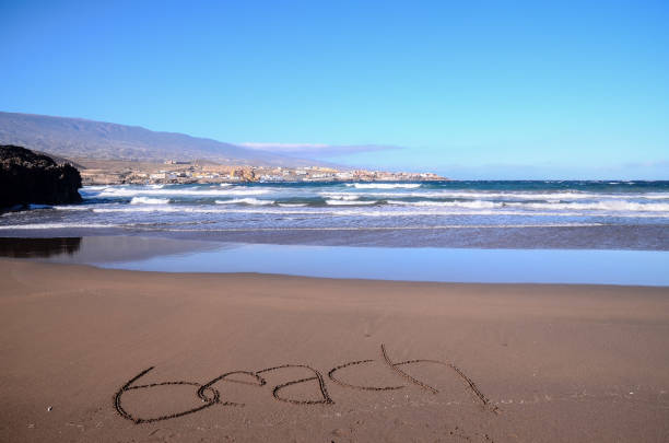 Word Written on the Sand of a Tropical beach