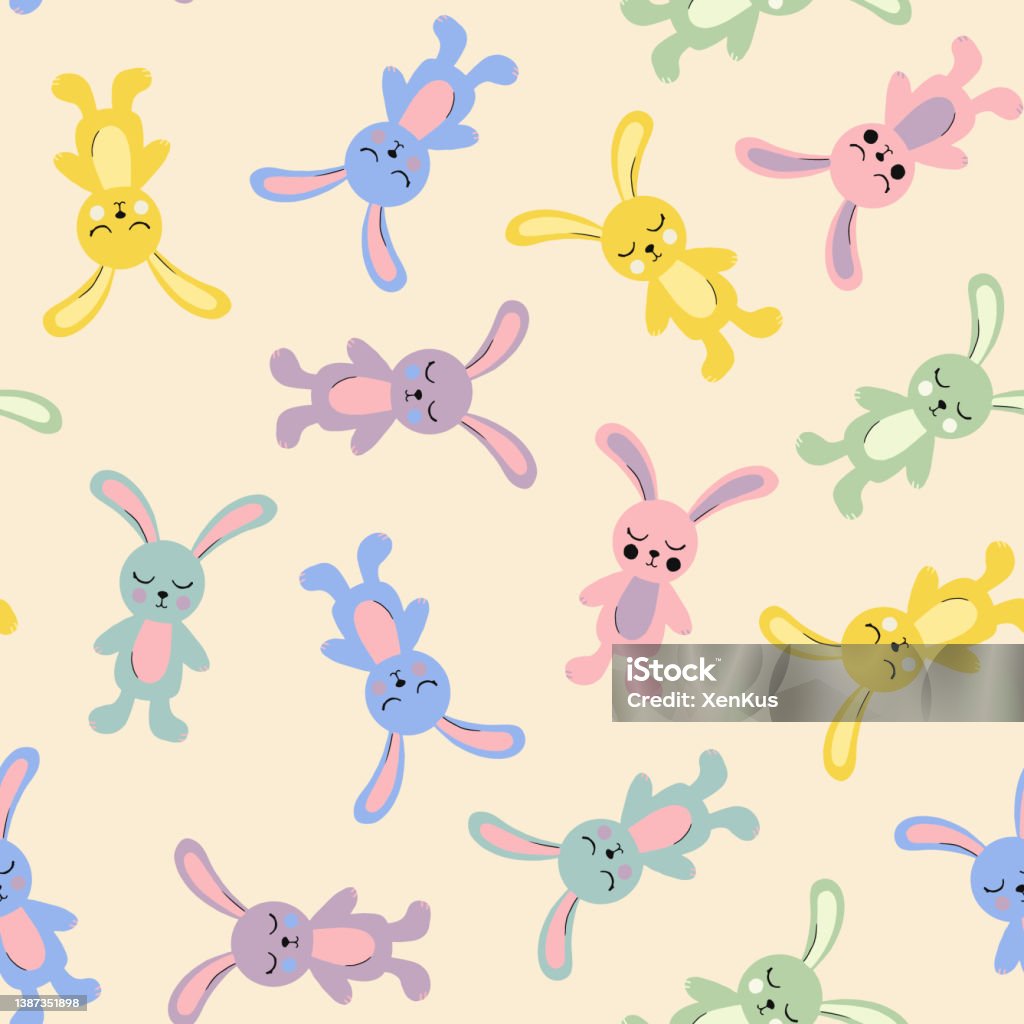 Cute Easter Bunny Seamless Repeat Pattern Stock Illustration - Download ...