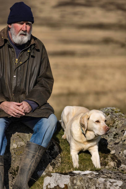 istock Old man and his dog in the hills 1387352234