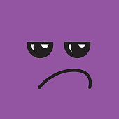 istock Cute social media Emoji unamused face on purple background 1387353078