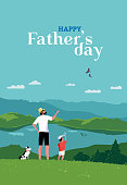istock Happy Fathers Day holiday poster background vector 1387354269