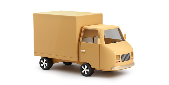 Truck for the transport of goods. Delivery car isolated on white. 3d illustration.
