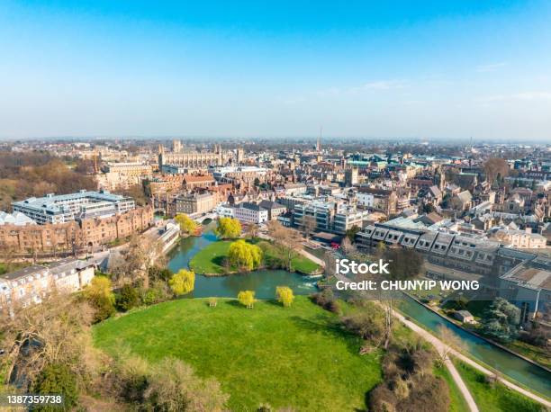 Aerial View Photo Of Cambridge University And Colleges United Kingdom Stock Photo - Download Image Now