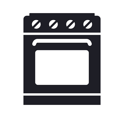 Classic kitchen oven or cooking stove symbol vector illustration icon set